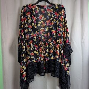 Lane Bryant Yellow and Blue Kimono Blouse